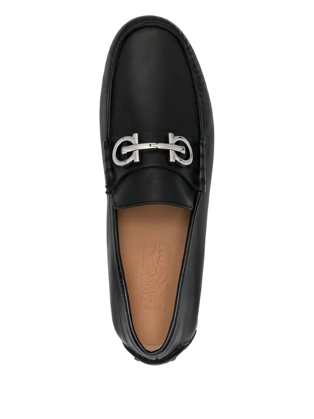 Ferragamo Gancini-plaque grained leather sandals Black