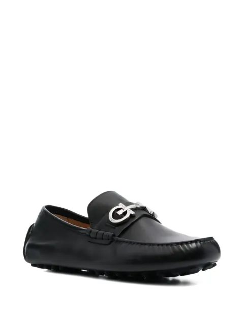 Ferragamo Gancini-plaque grained leather sandals