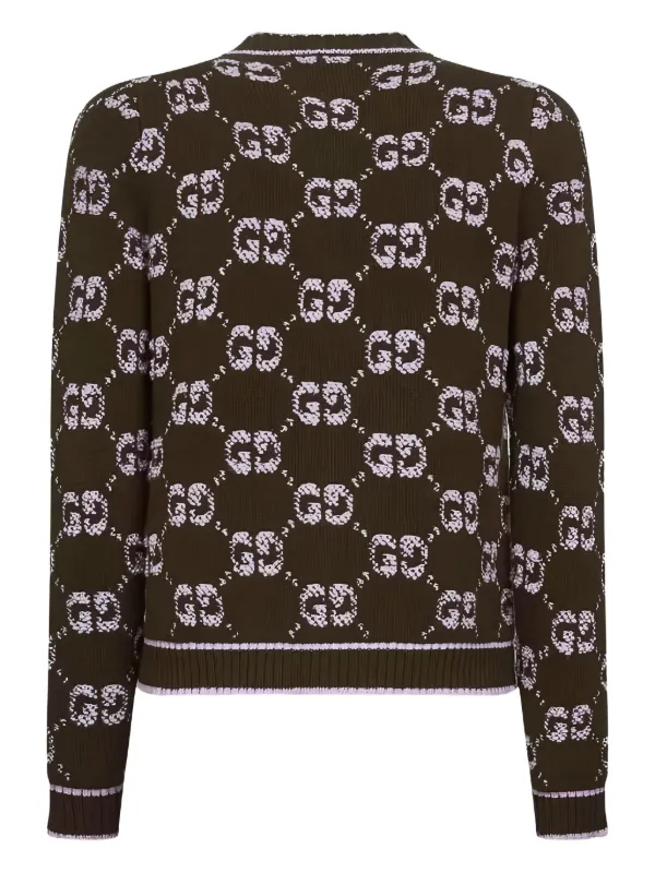 Gucci Cardigan De Jacquard Com Bolso | Verde | FARFETCH BR