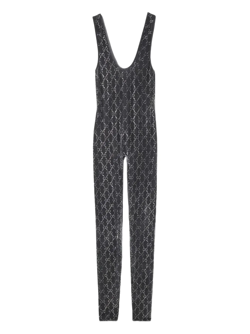 Gucci Crystal Chenille Sleeveless Jumpsuit Pattern In Gray