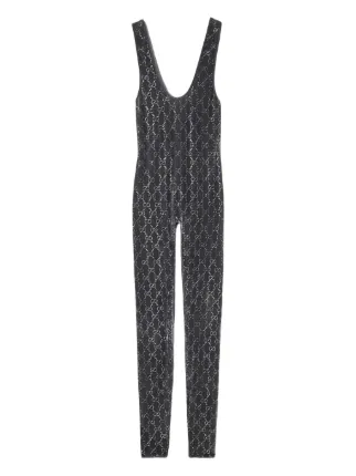 Gucci GG Crystal Embroidery Jumpsuit | Grey | FARFETCH Gucci GG Crystal Embroidery Jumpsuit | Grey | FARFETCH