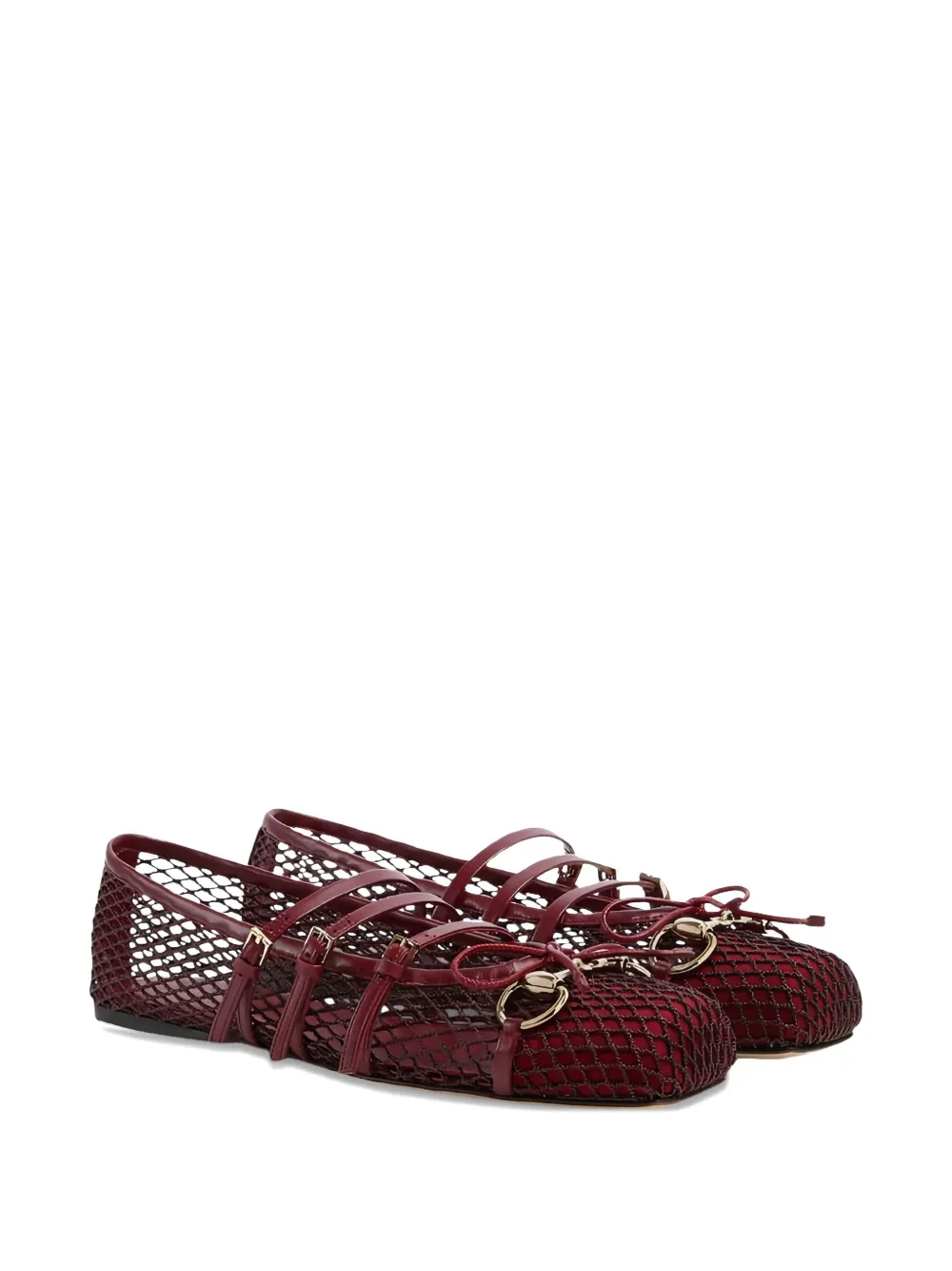 Gucci mesh-panel buckle ballet flats - Rood