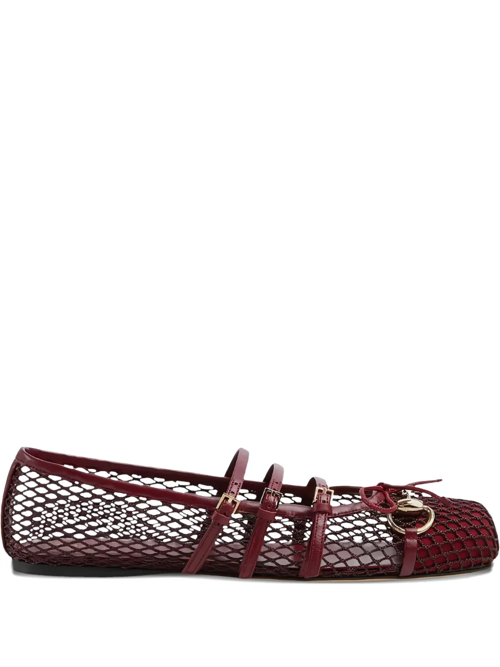 Gucci mesh-panel buckle ballet flats - レッド Gucci mesh-panel buckle ballet flats - レッド