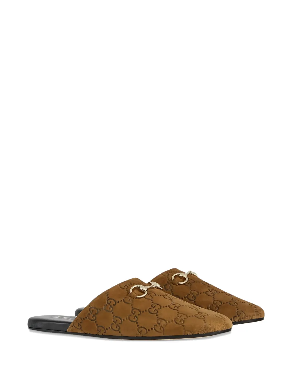 Gucci Suede Clog With Horsepower In Brown
