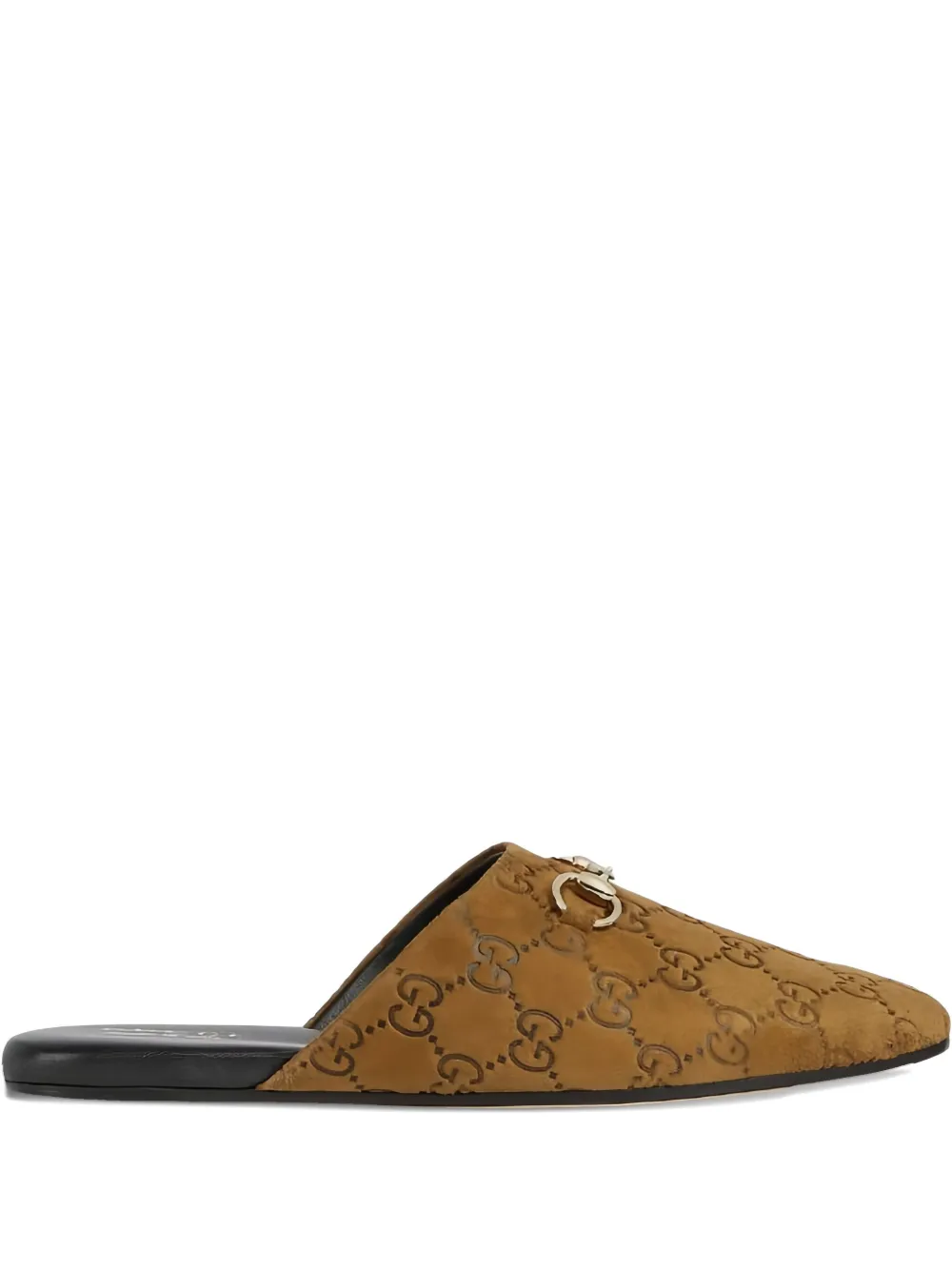 Gucci Suede Clog With Horsepower In Brown
