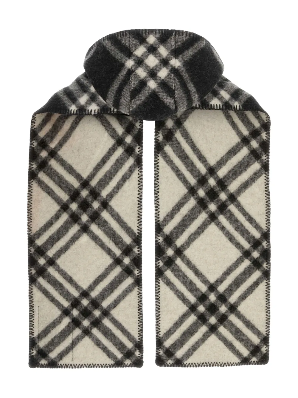 Burberry Checked-pattern Wool Hooded Scarf In Black
