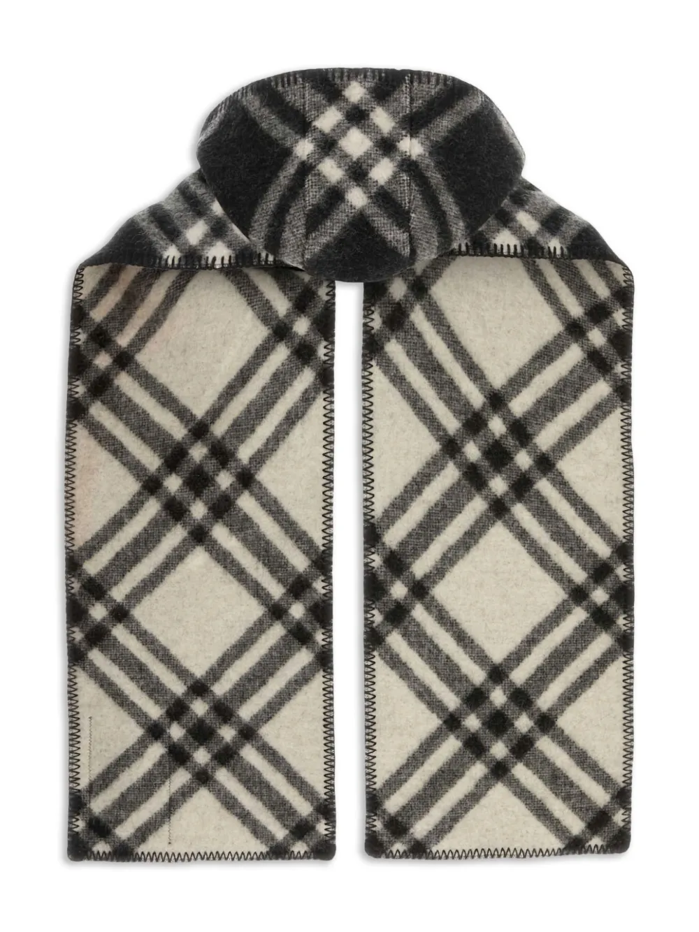 Burberry checked-pattern wool hooded scarf | Men | Image 2