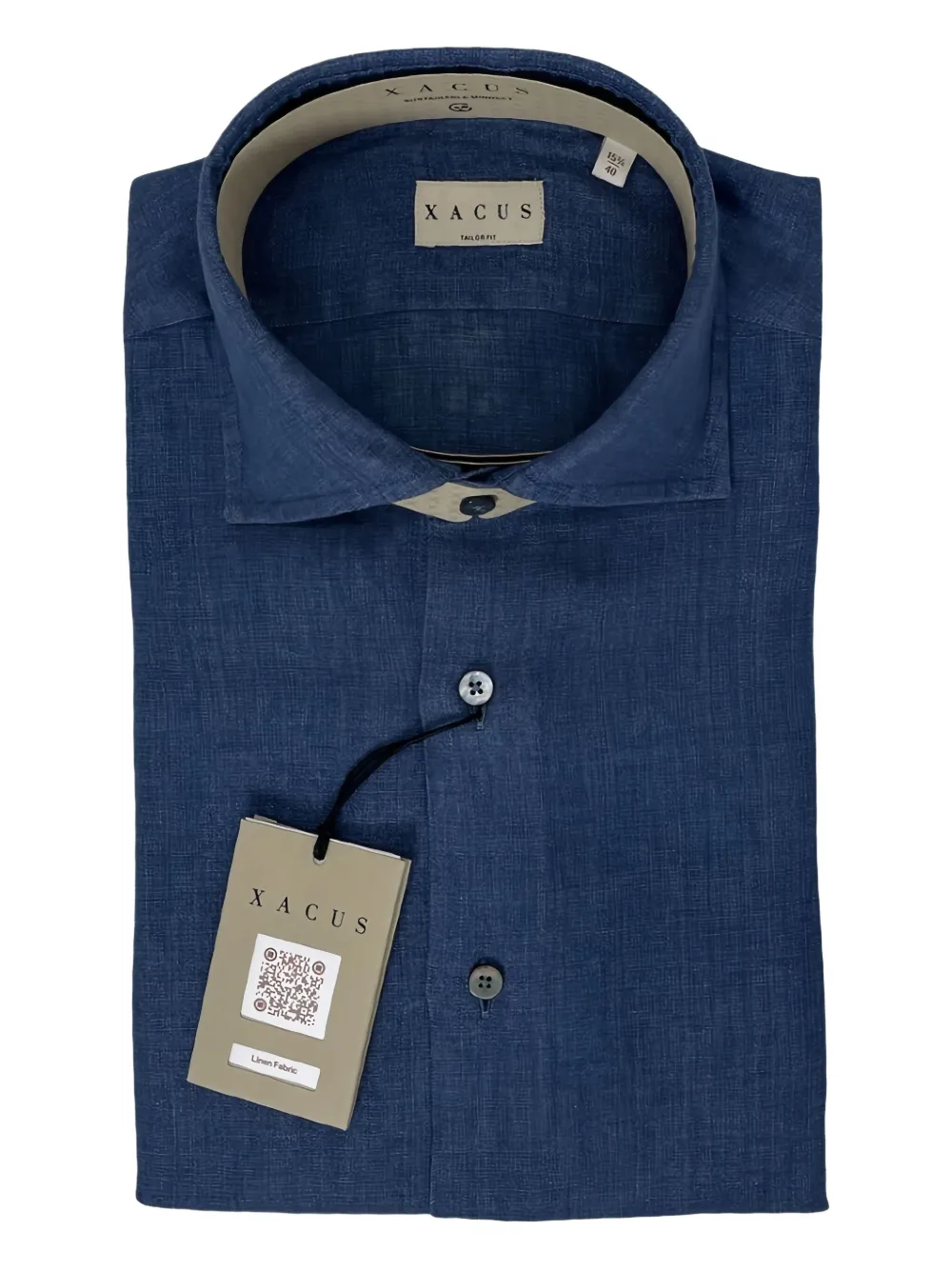 Xacus camisa con cuello de pico y botones | azul | Image 1