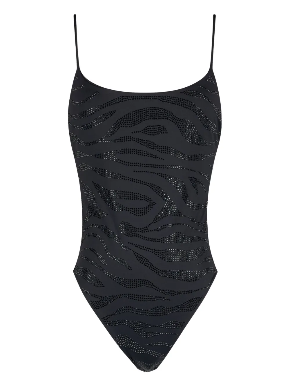 Mc2 Saint Barth Cecille Zebra Strass Swimsuit In Black