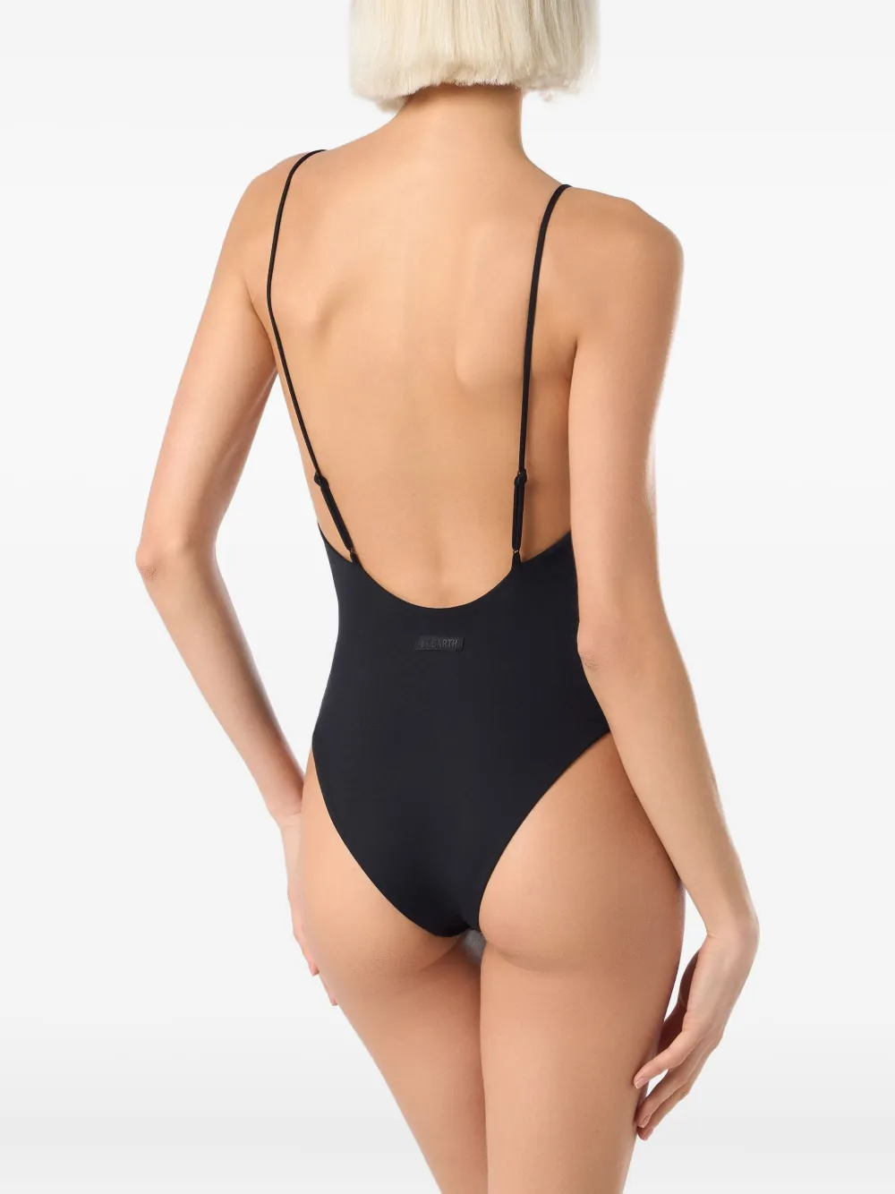 Mc2 Saint Barth Cecille Zebra Strass Swimsuit In Black