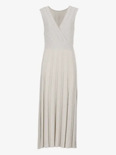 D.Exterior V-neck pleated maxi dress