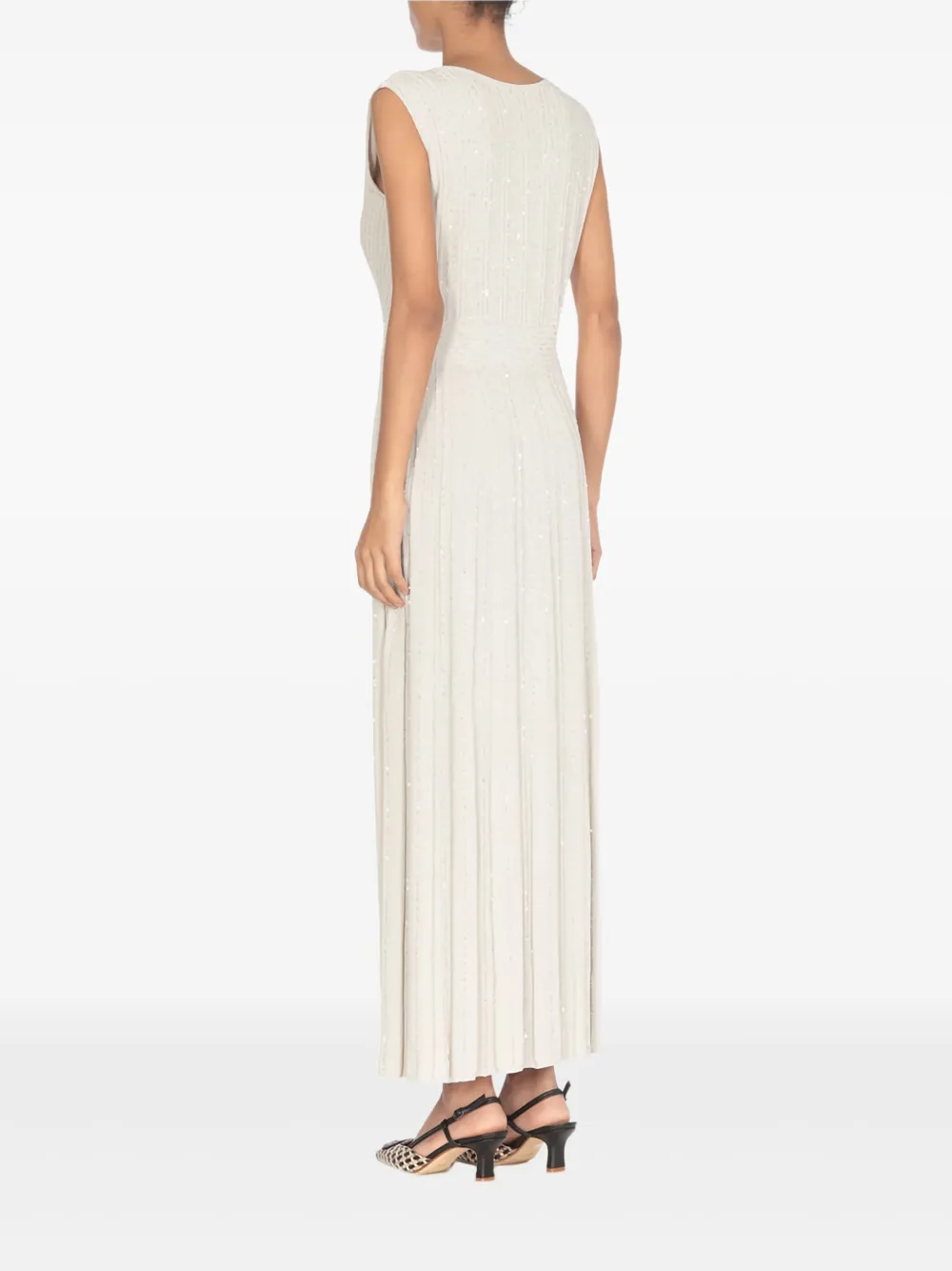 D.Exterior Geplooide maxi-jurk Beige
