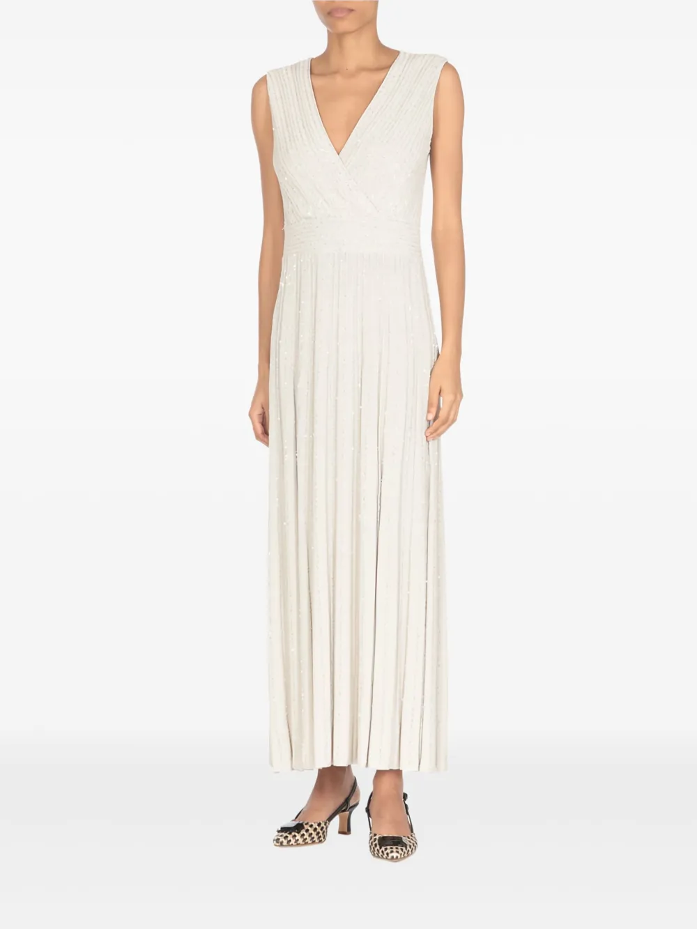 D.Exterior Geplooide maxi-jurk Beige