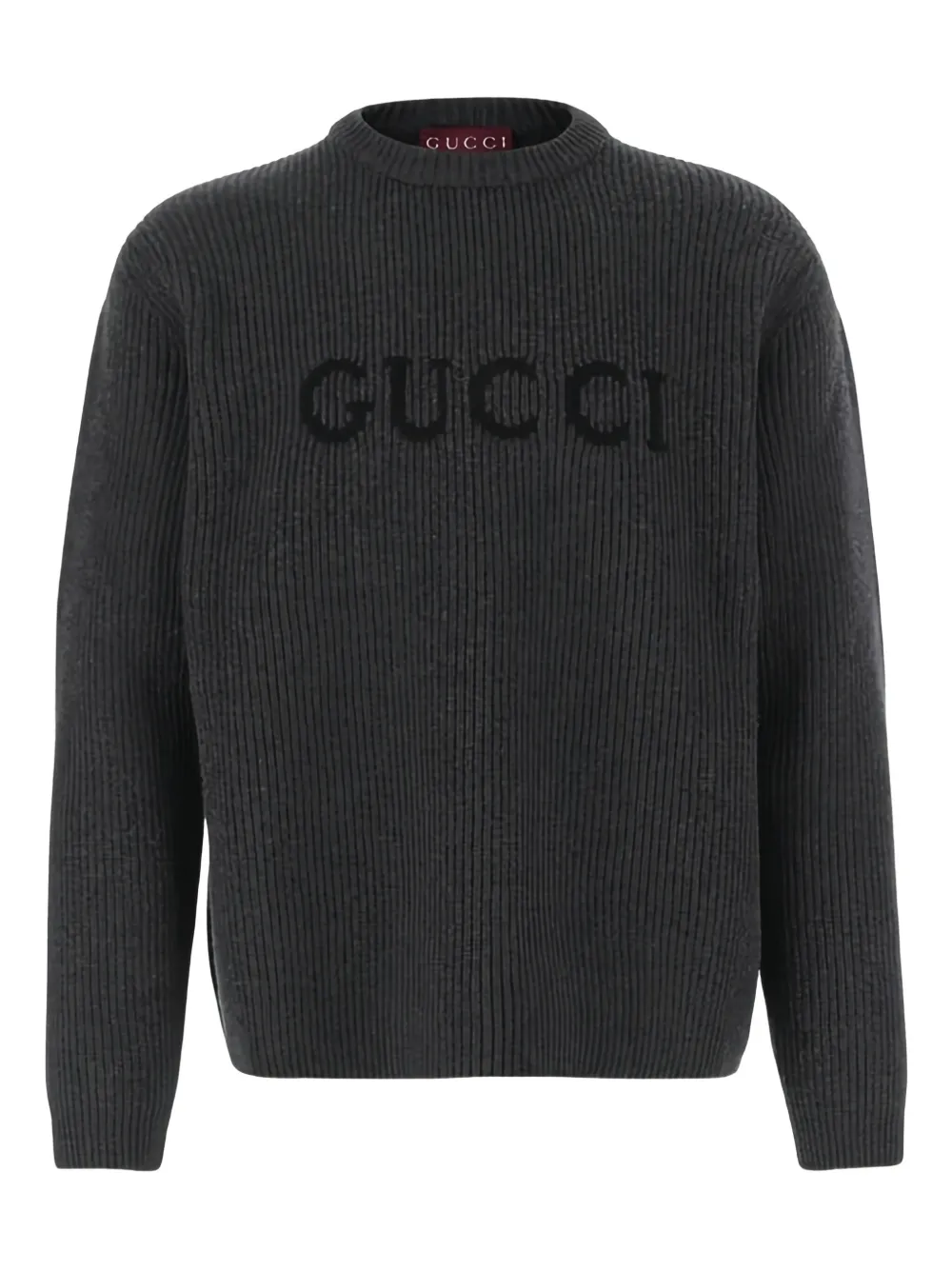 Gucci logo-embroidered ribbed sweater - グレー Gucci logo-embroidered ribbed sweater - グレー