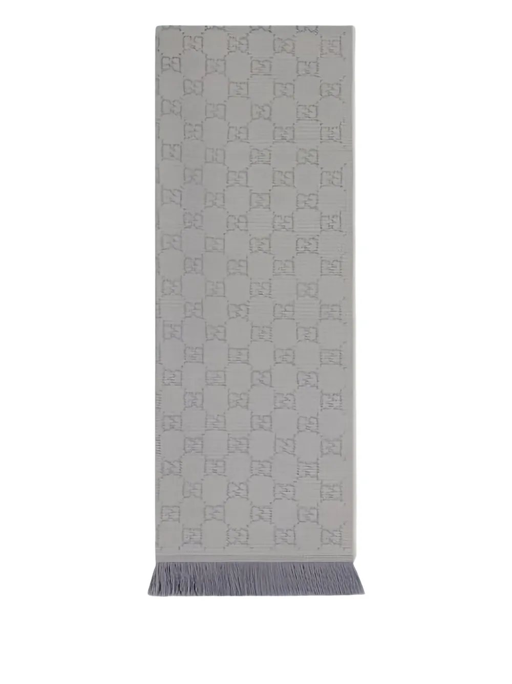 Gucci Fringed Gg-motif Scarf In Gray