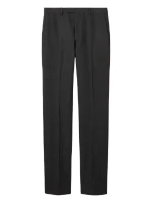 Prada triangle-logo wool-mohair Trousers | Black | FARFETCH JO