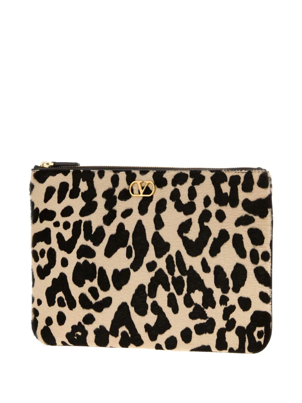 Valentino Garavani VLogo leopard-print clutch bag - ニュートラル Valentino Garavani VLogo leopard-print clutch bag - ニュートラル