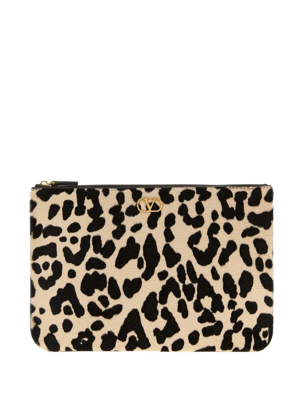 Valentino Garavani VLogo leopard-print clutch bag - Beige