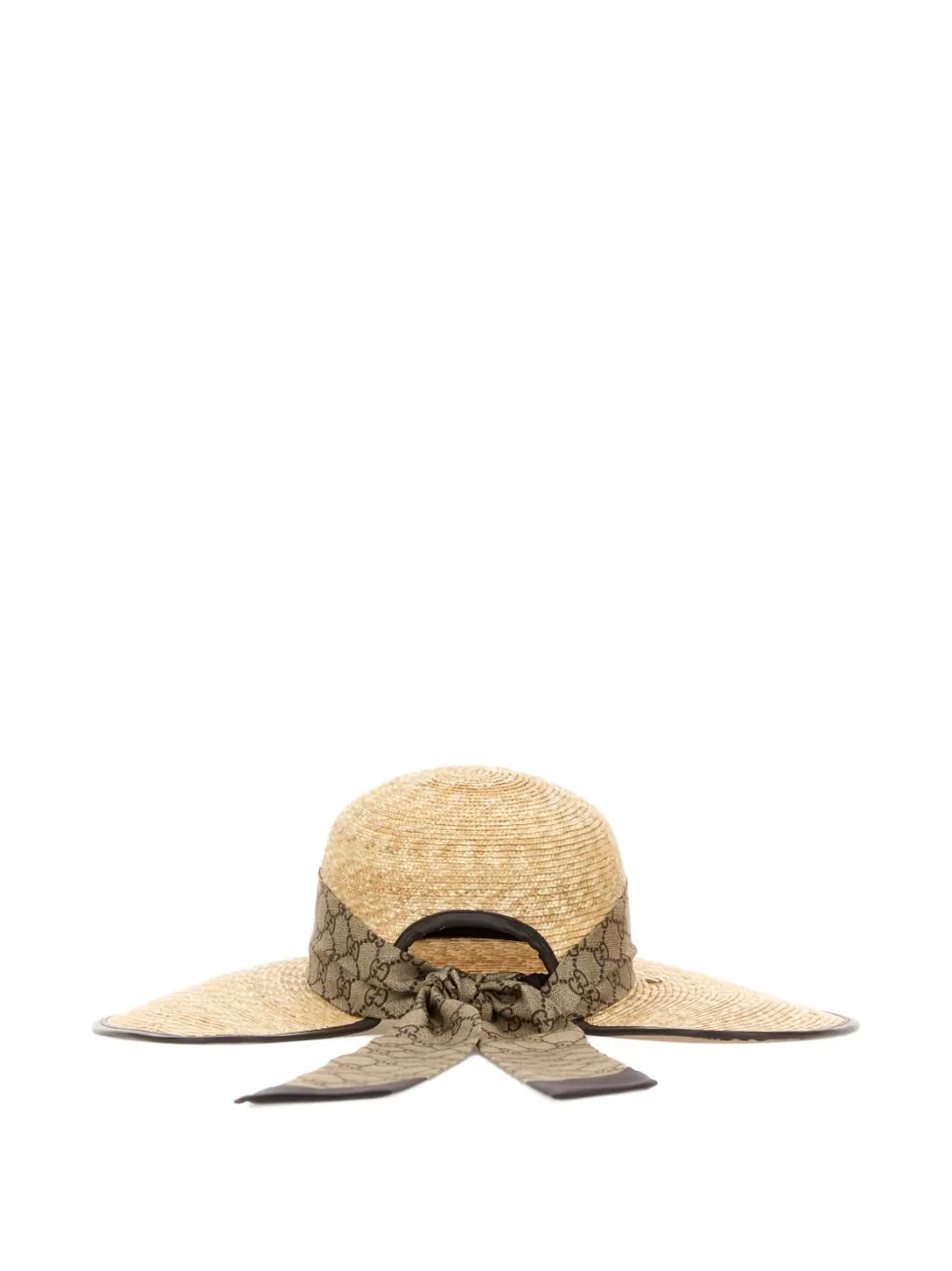 Gucci Hut Aus Raffiabast Mit Monogramm-band In Brown