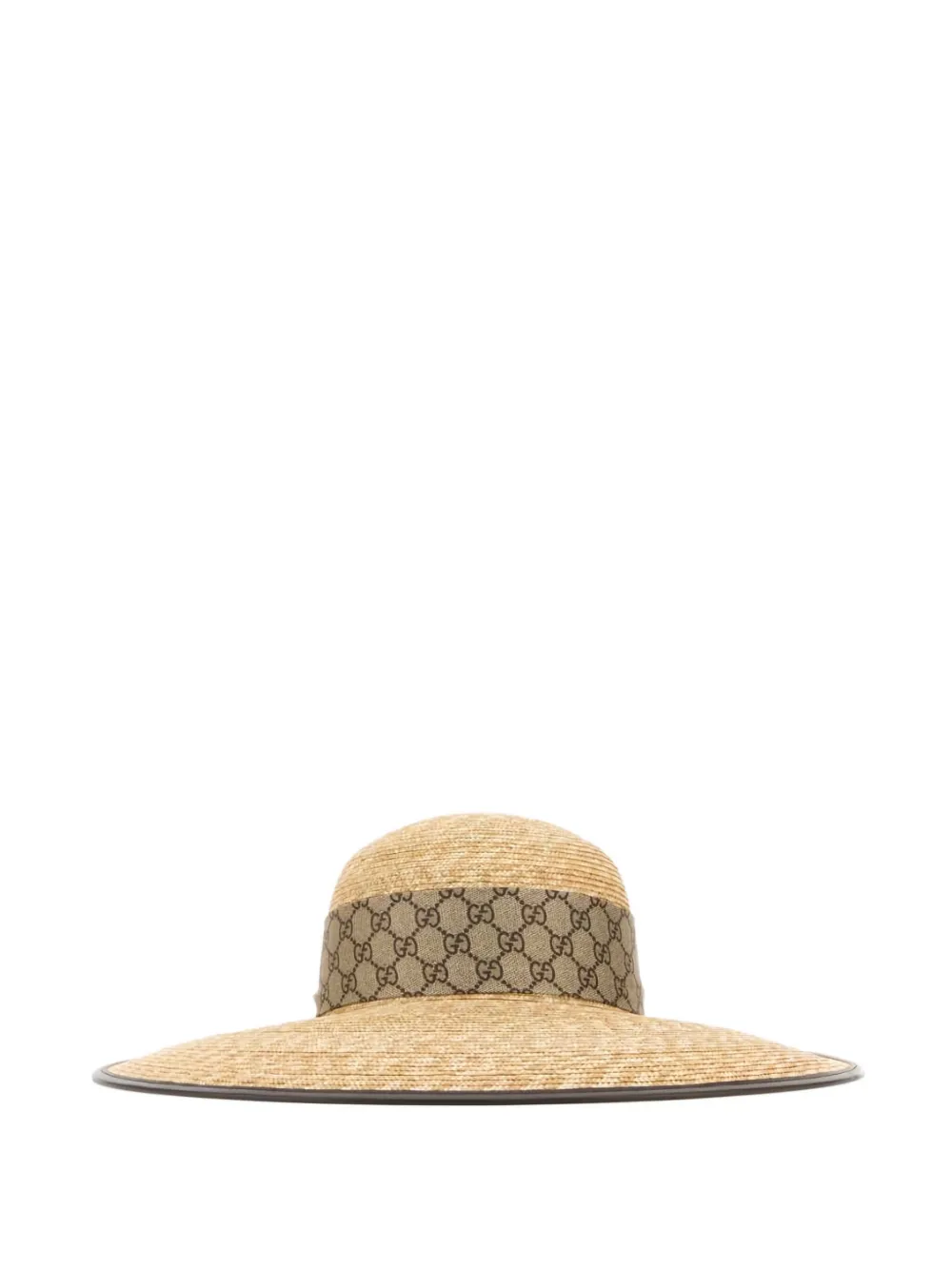 Gucci Hut Aus Raffiabast Mit Monogramm-band In Brown