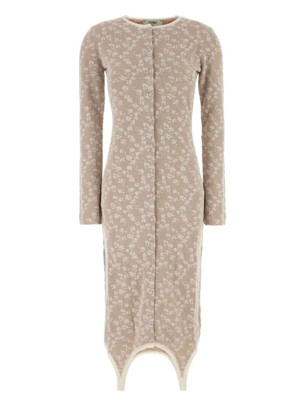 FENDI floral-print midi dress - ニュートラル FENDI floral-print midi dress - ニュートラル