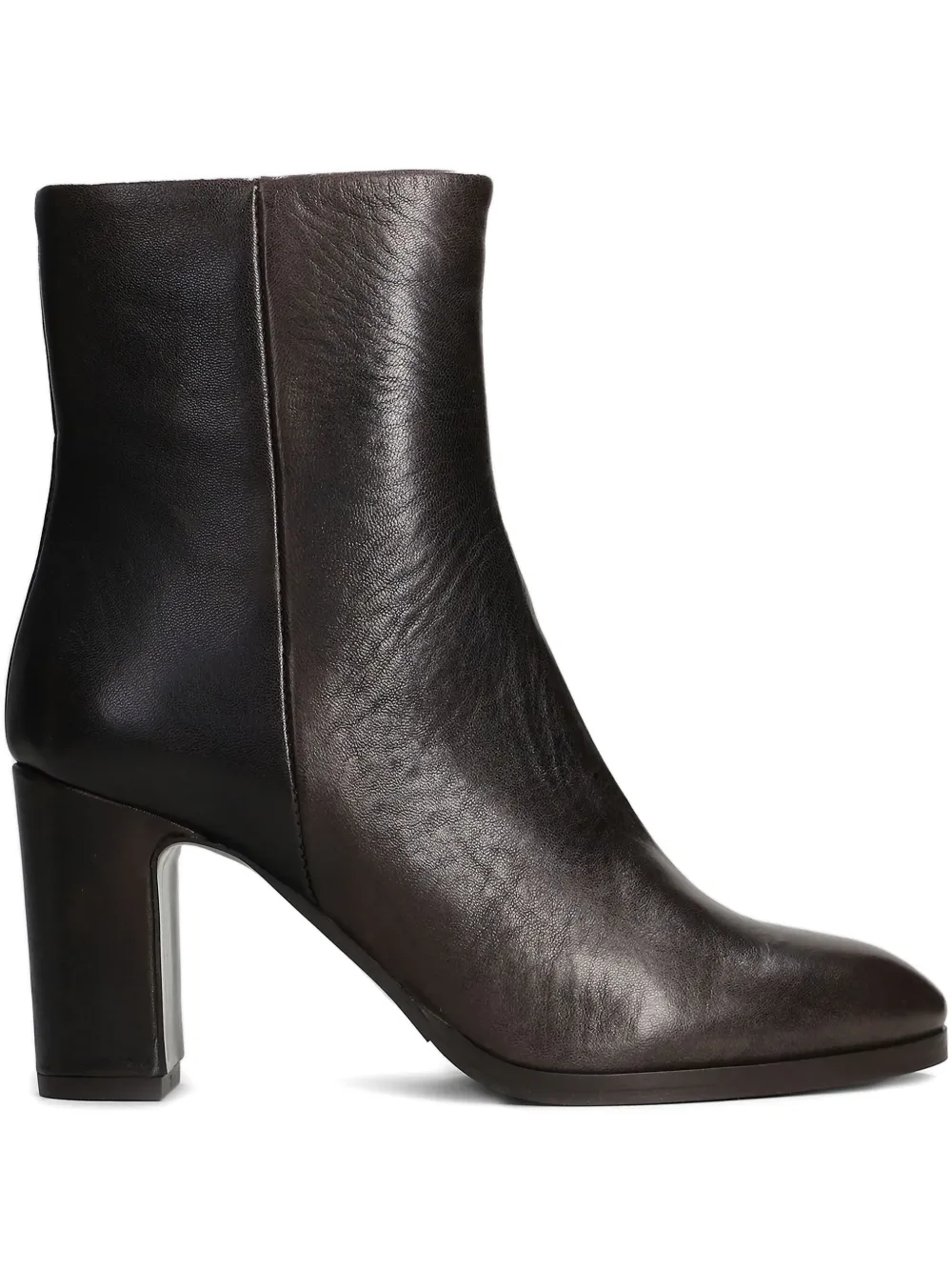 Julie Dee 75mm Leather Zip-fastening Block-heel Ankle Boots In Brown