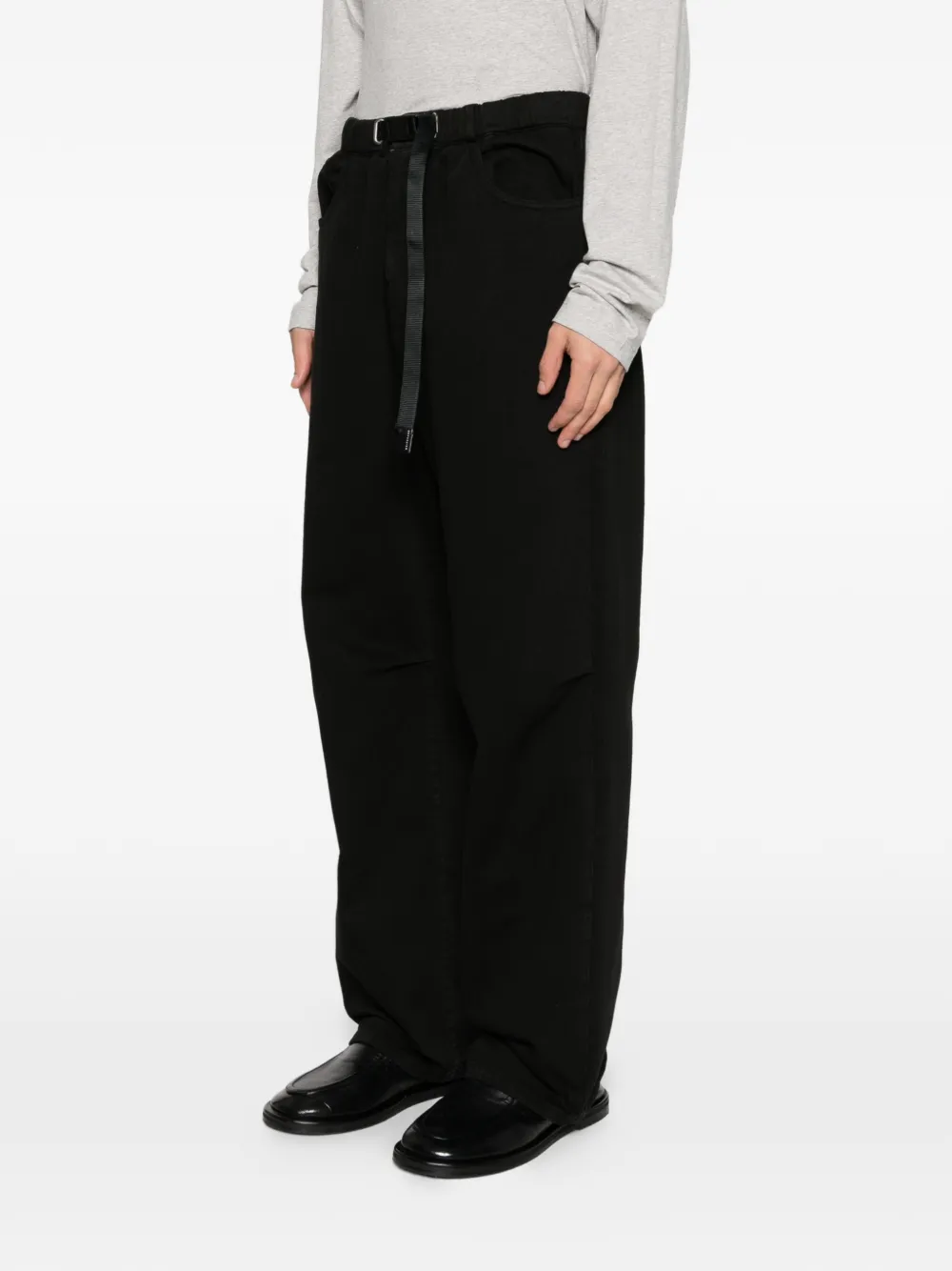 White Sand Belt Black Trousers In Black