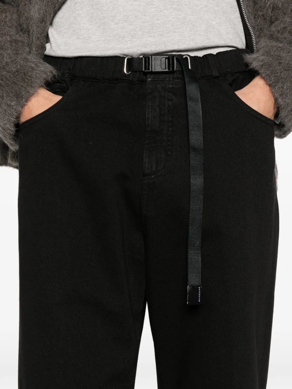 White Sand Belt Black Trousers In Black