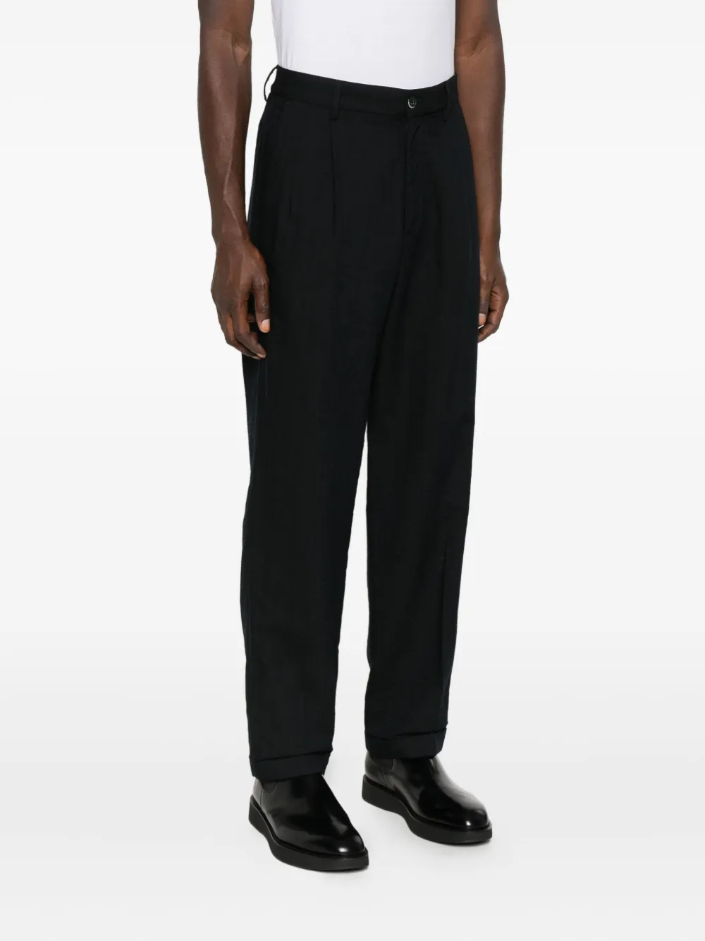 Barena Venezia Pleated Cuffed-hem Trousers In Black