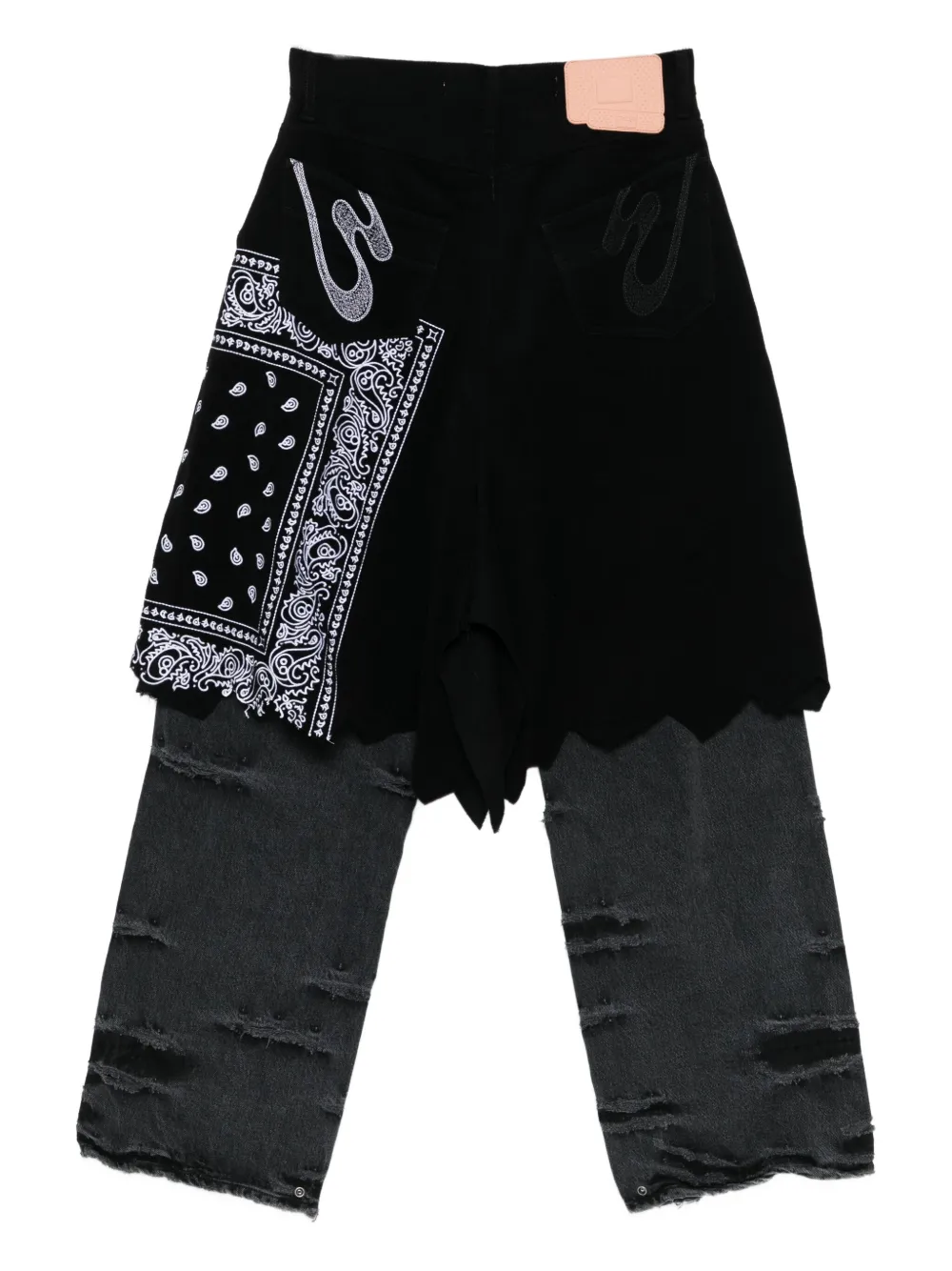 PDF bandana-panel jeans - Zwart