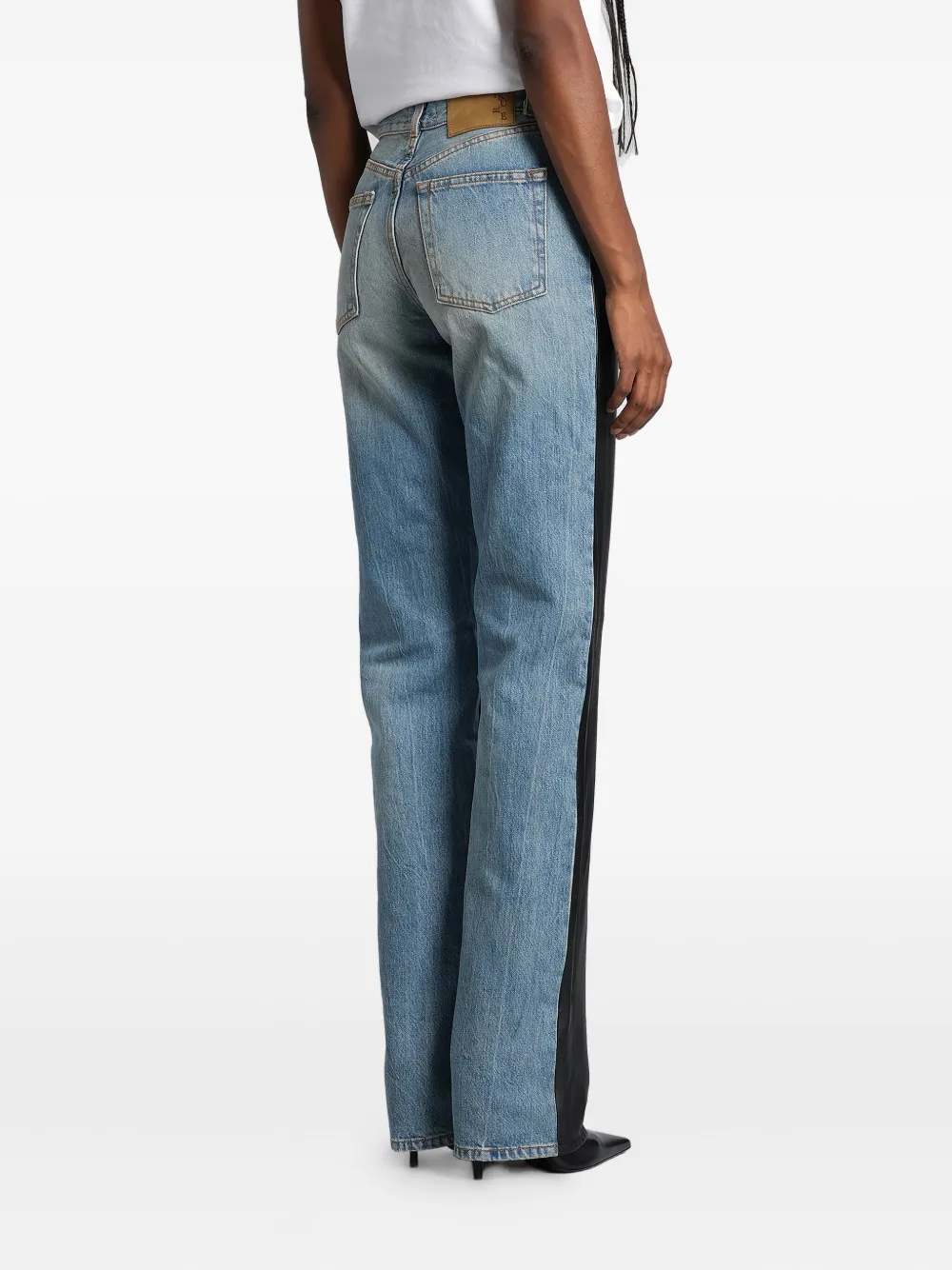 Haikure Jeans met leren vlak Blauw