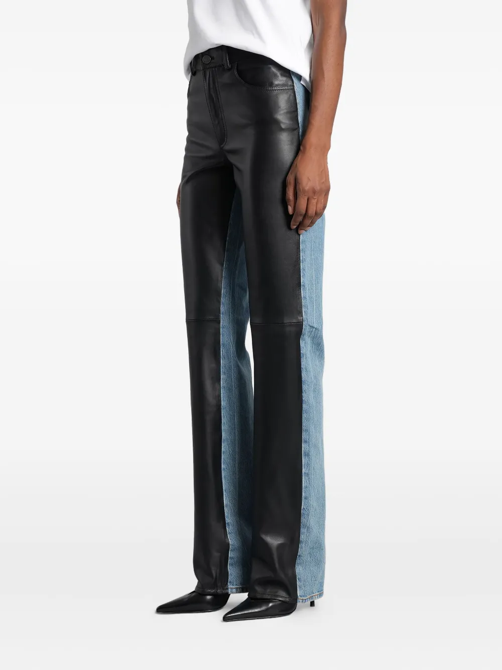 Haikure Jeans met leren vlak Blauw