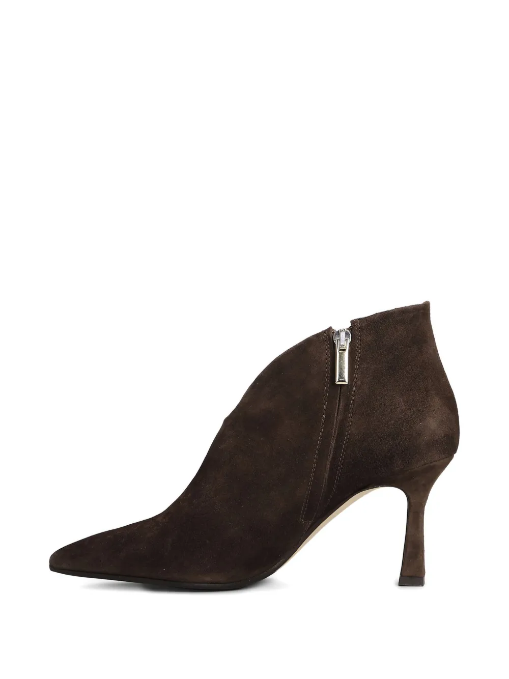 Julie Dee Pointed-toe Leather Boots In Brown
