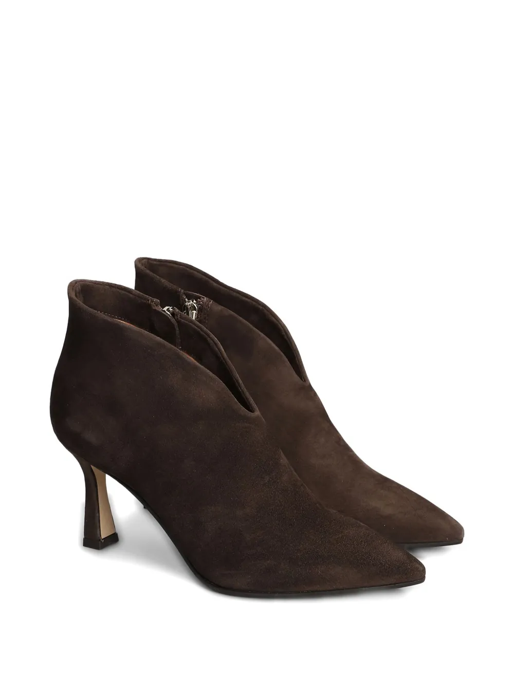 Julie Dee Pointed-toe Leather Boots In Brown