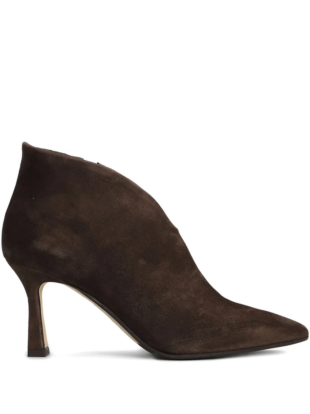 Julie Dee Pointed-toe Leather Boots In Brown