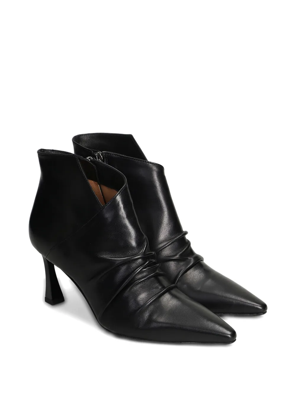 The Seller 80mm ruched pointed-toe ankle boots Black