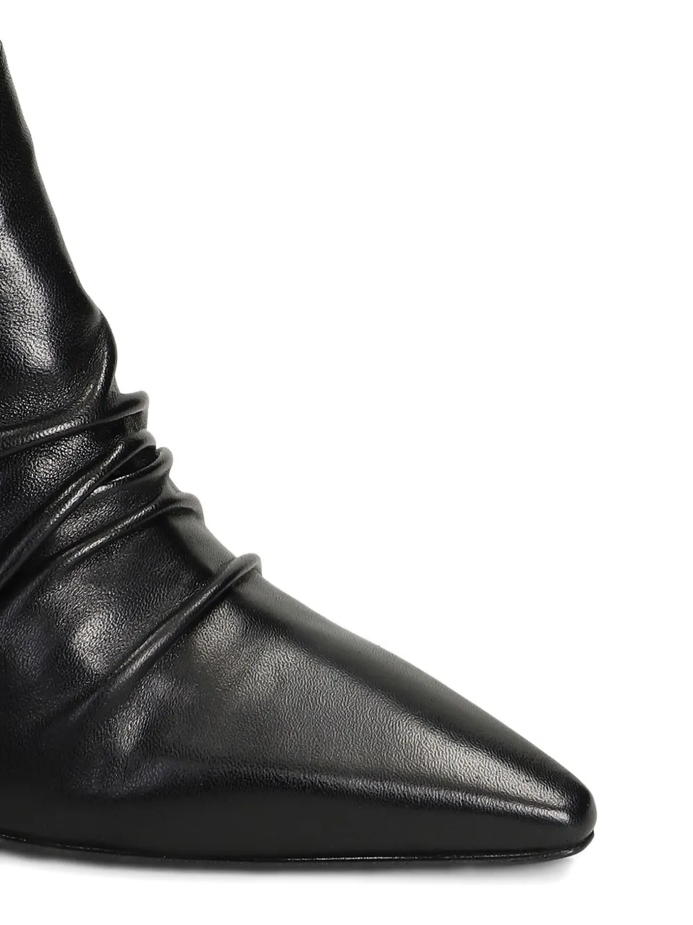 The Seller 80mm ruched pointed-toe ankle boots Black