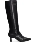 Julie Dee pointed-toe leather knee-high boots - Black