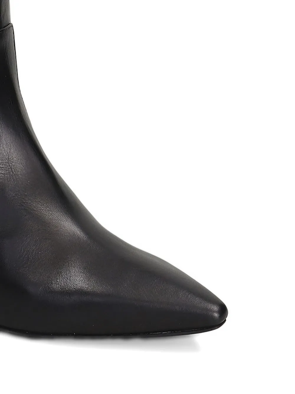 Julie Dee Pointed-toe Leather Knee-high Boots In Black