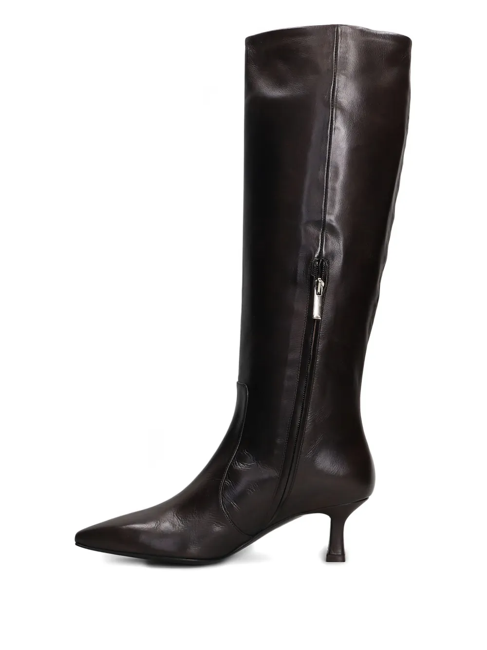 Julie Dee leather pointed-toe knee-high boots Brown