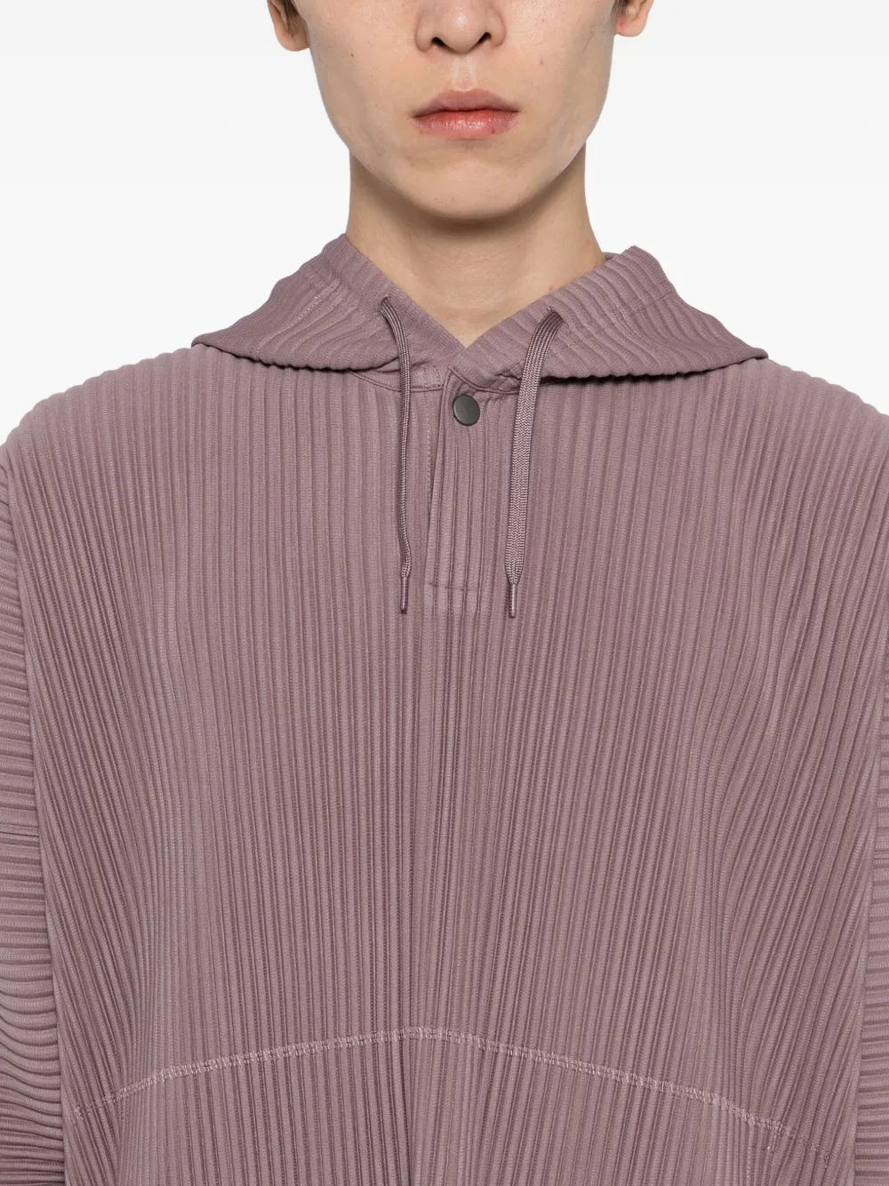 Issey Miyake Ns Seaside Purple Color Pleats Relaxed-fit Knitted Hoodie In Brown