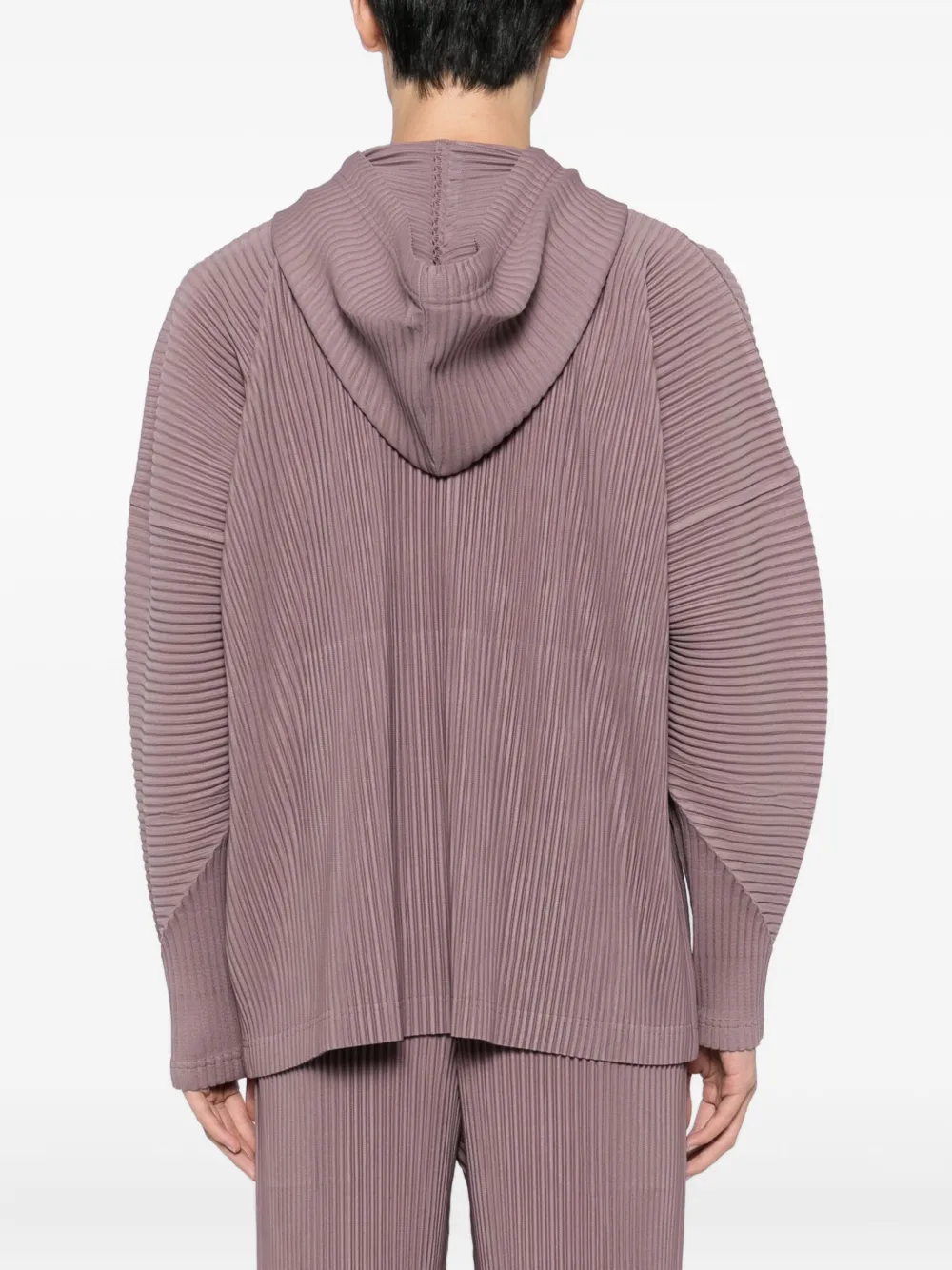Issey Miyake Ns Seaside Purple Color Pleats Relaxed-fit Knitted Hoodie In Brown