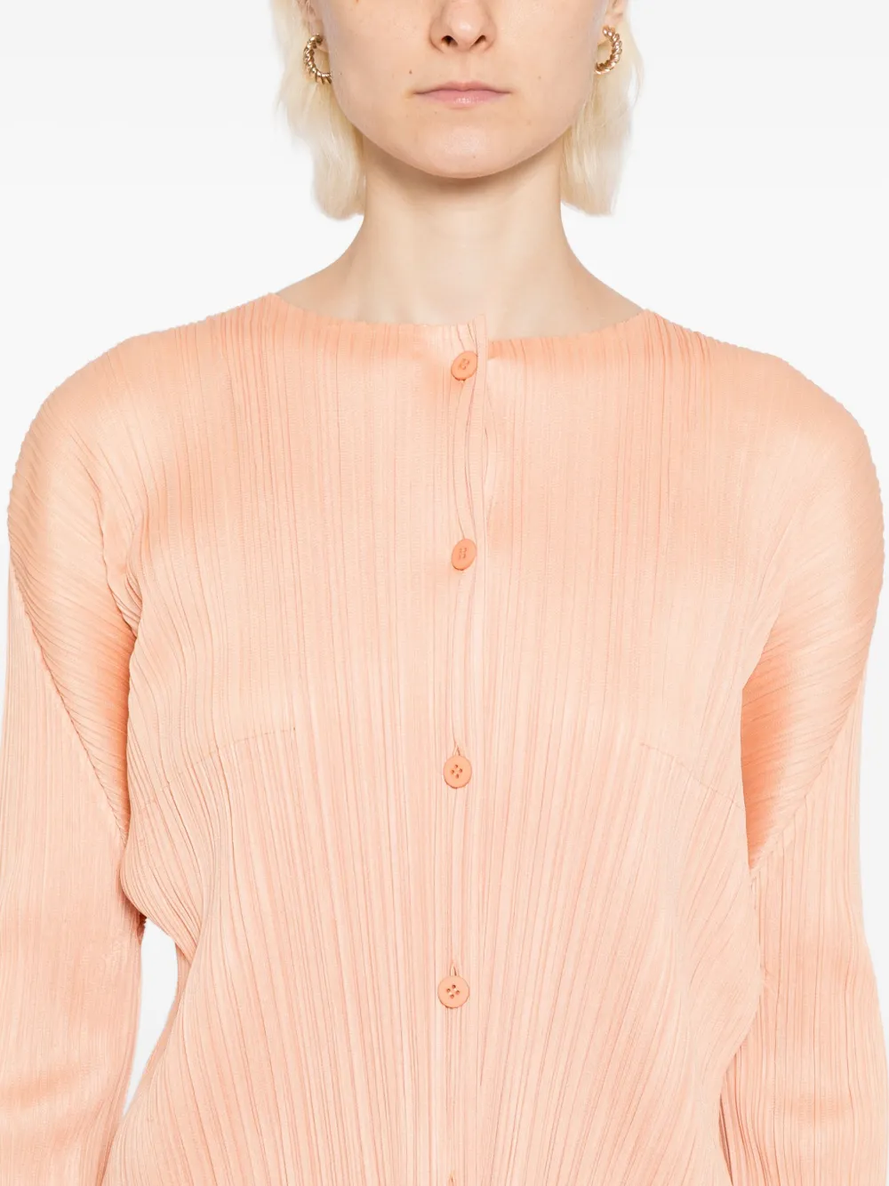 Pleats Please Issey Miyake MC August blouse met plooien Oranje