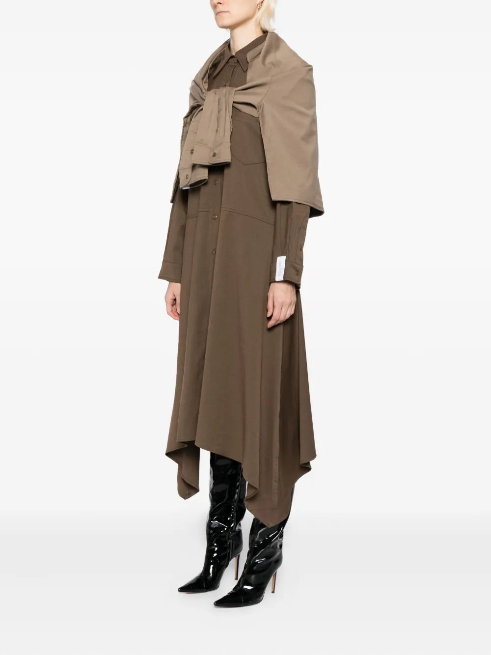 Rokh Jurk met gestrikte taille Bruin