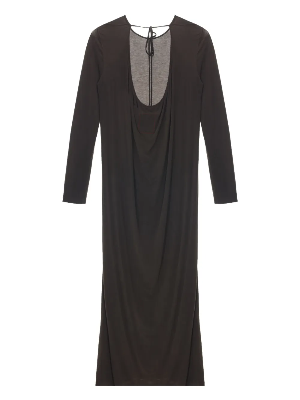 Uma Wang DEA maxi-jurk met gestrikte rug en lange mouwen Bruin