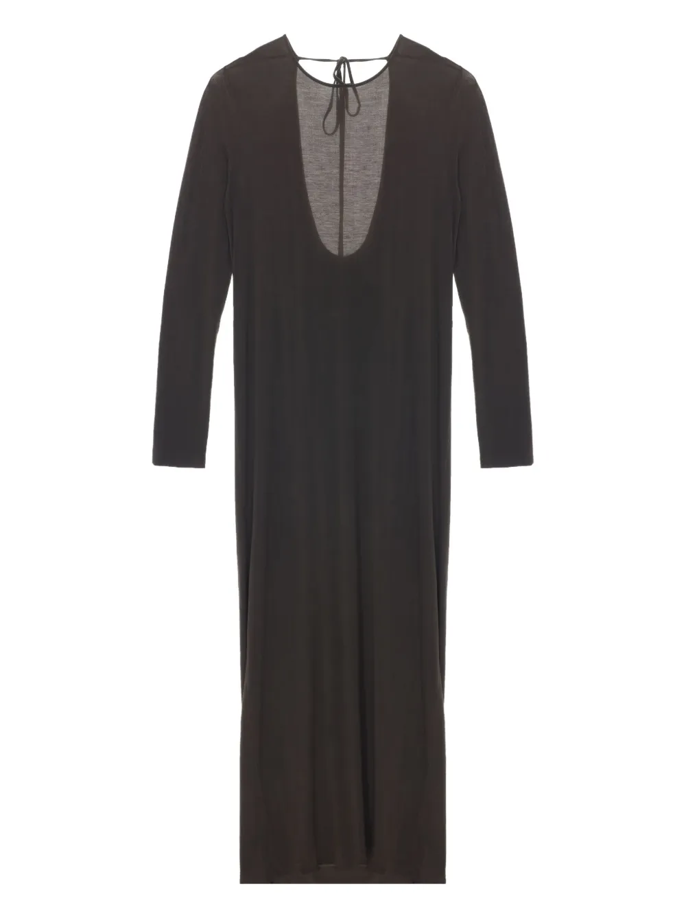 Uma Wang DEA maxi-jurk met gestrikte rug en lange mouwen Bruin