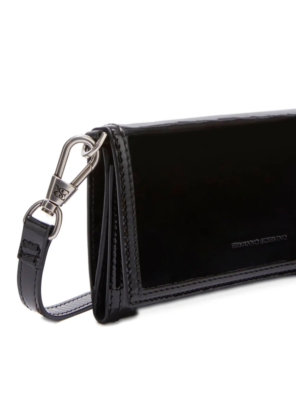 Ermanno Scervino Patent-leather Detachable-strap Wallet In Black