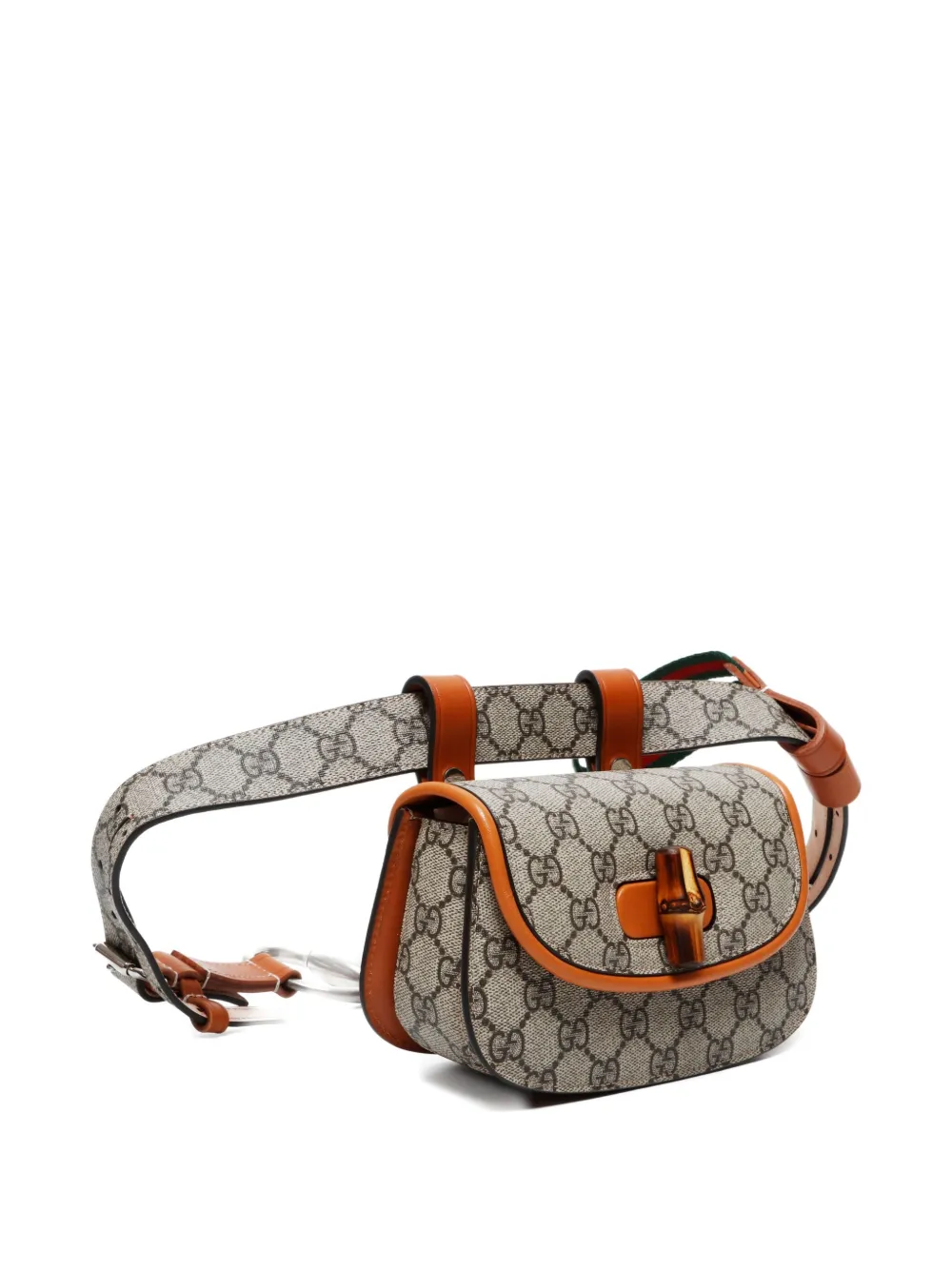 Pre-owned Gucci 2016-2024 Gg Spreme Bamboo Belt Bag In Neutral