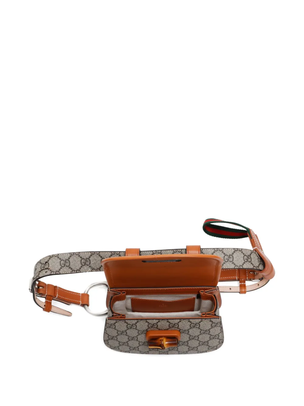 Pre-owned Gucci 2016-2024 Gg Spreme Bamboo Belt Bag In Neutral