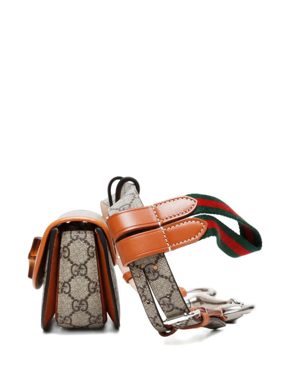 Pre-owned Gucci 2016-2024 Gg Spreme Bamboo Belt Bag In Neutral